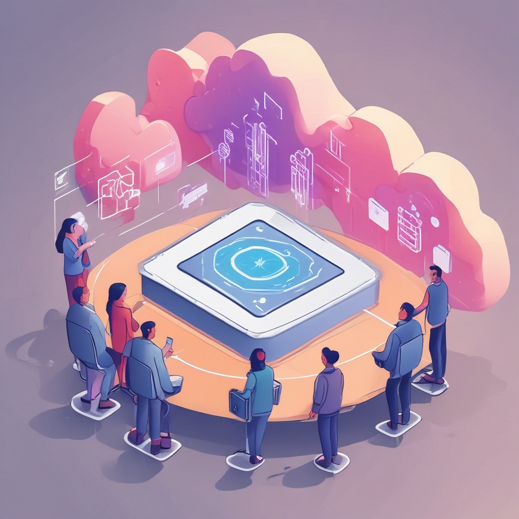 Illustration of an AI model being trained on a cloud platform